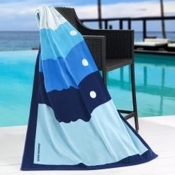 Jonathan Adler Atlas Head Beach Towel -Jonathan Adler Shop 5508BTWLFLT BLU 1754580 3