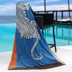 Jonathan Adler Leopard Beach Towel -Jonathan Adler Shop 5509BTWLFLT BLU 1754580 3