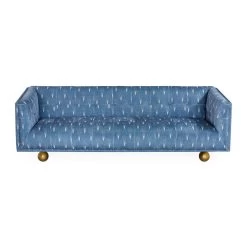 Jonathan Adler Claridge Vapor Velvet/Brass Ball Feet Sofa