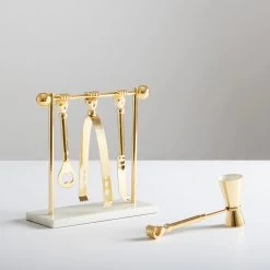 Jonathan Adler Barbell Barware Set -Jonathan Adler Shop barbell brass bar set