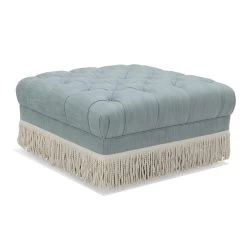 Jonathan Adler Baxter Ottoman With Bullion Fringe